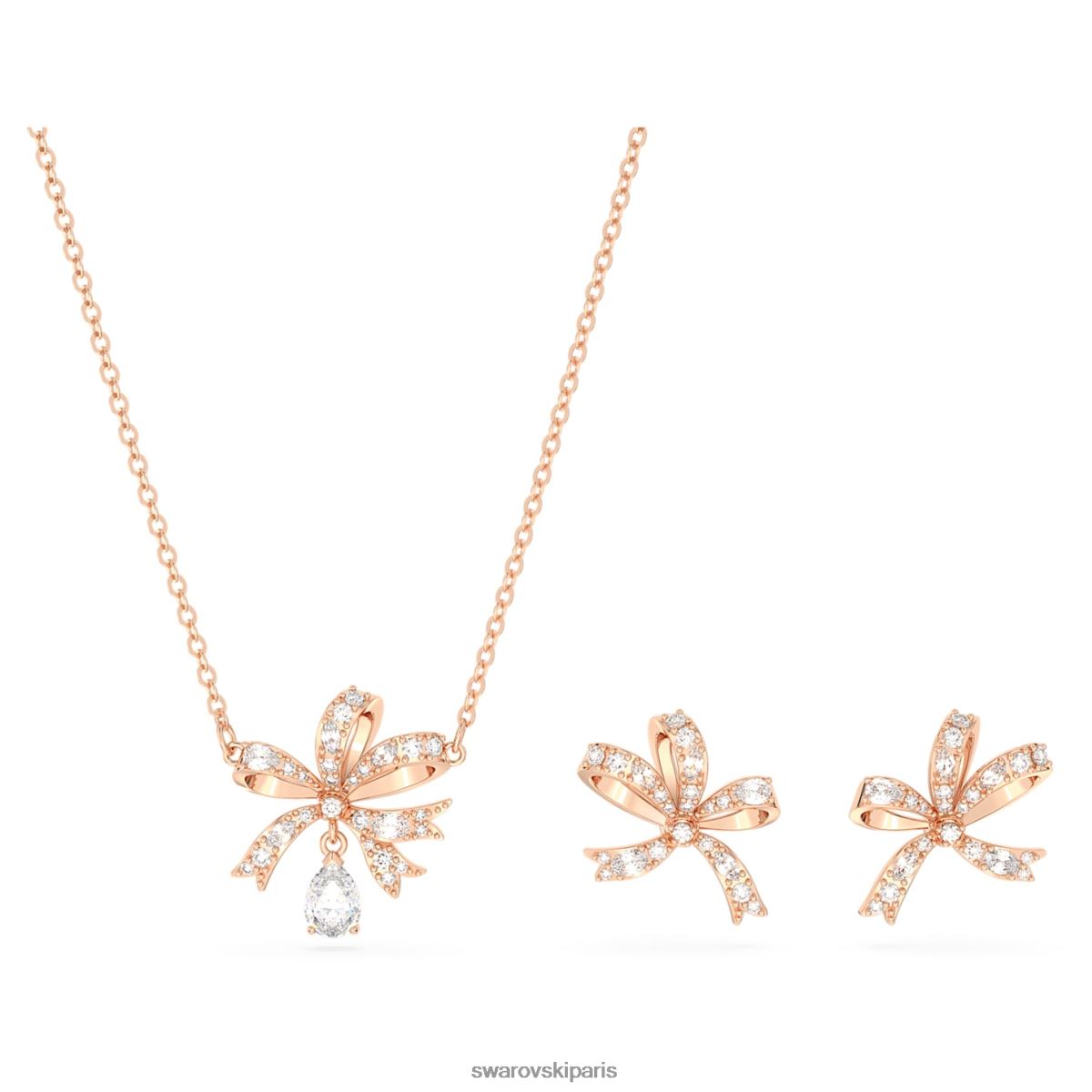 bijoux Swarovski ensemble de volts nœud, blanc, métal doré rose RZD0XJ391