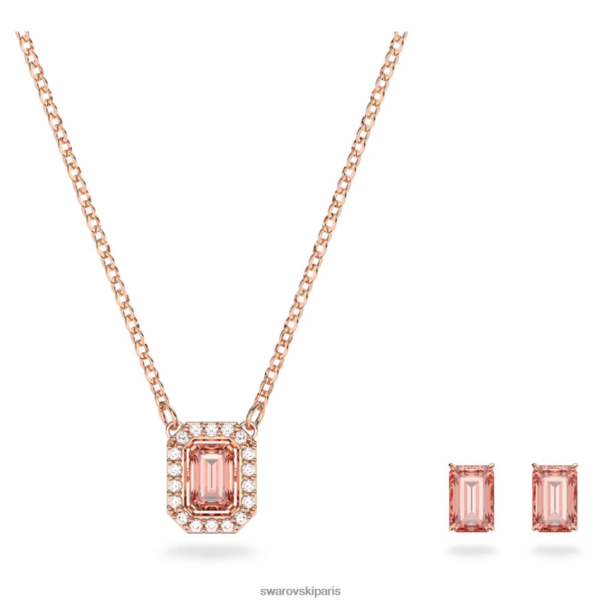 bijoux Swarovski ensemble millénaire taille octogonale, rose, plaqué ton or rose RZD0XJ393