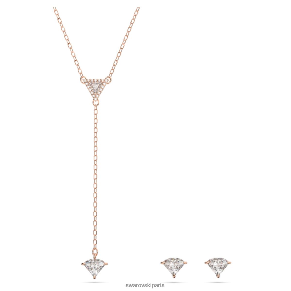 bijoux Swarovski ensemble ortyx taille triangle, blanc, plaqué ton or rose RZD0XJ387