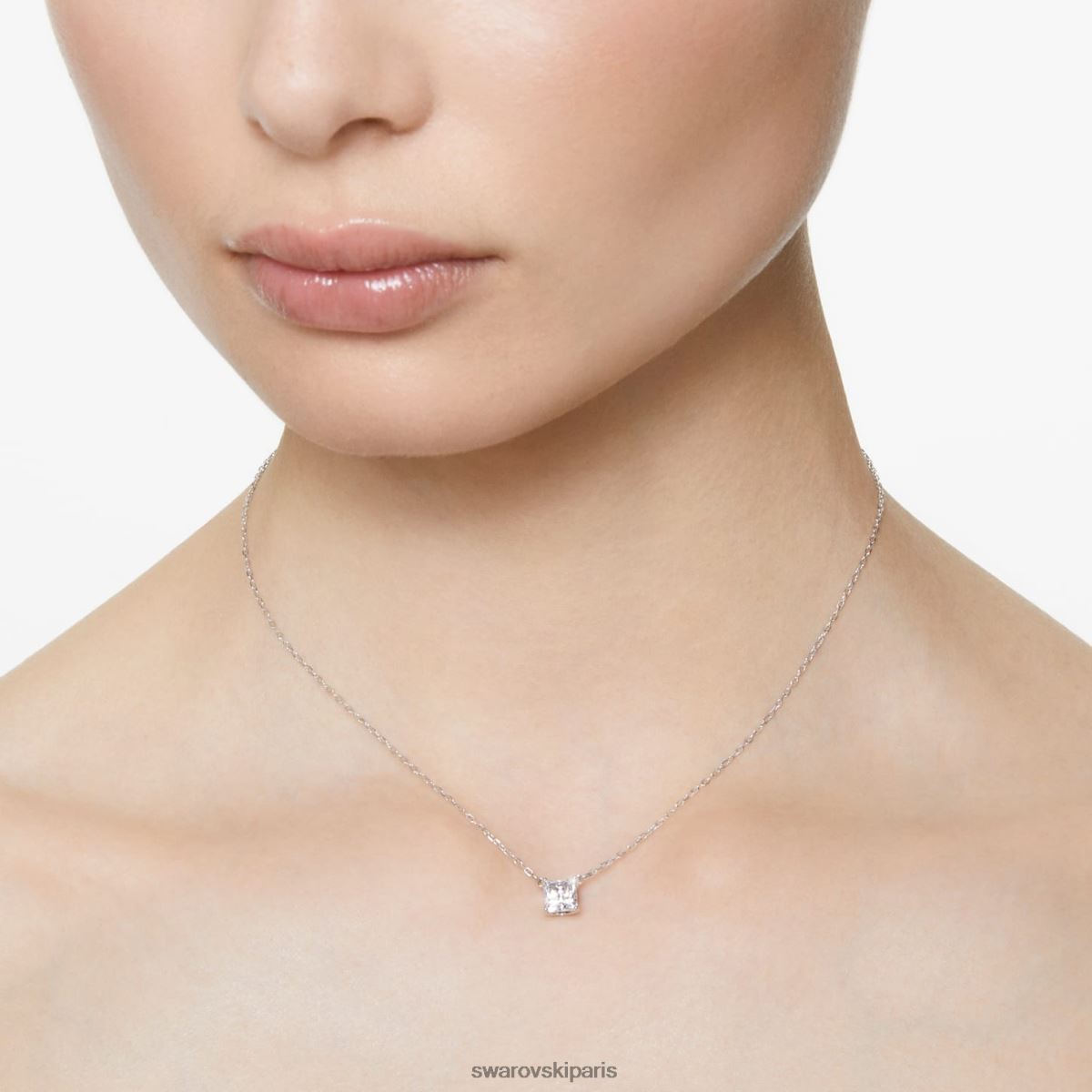 bijoux Swarovski attirer le collier taille carrée, blanc, rhodié RZD0XJ15