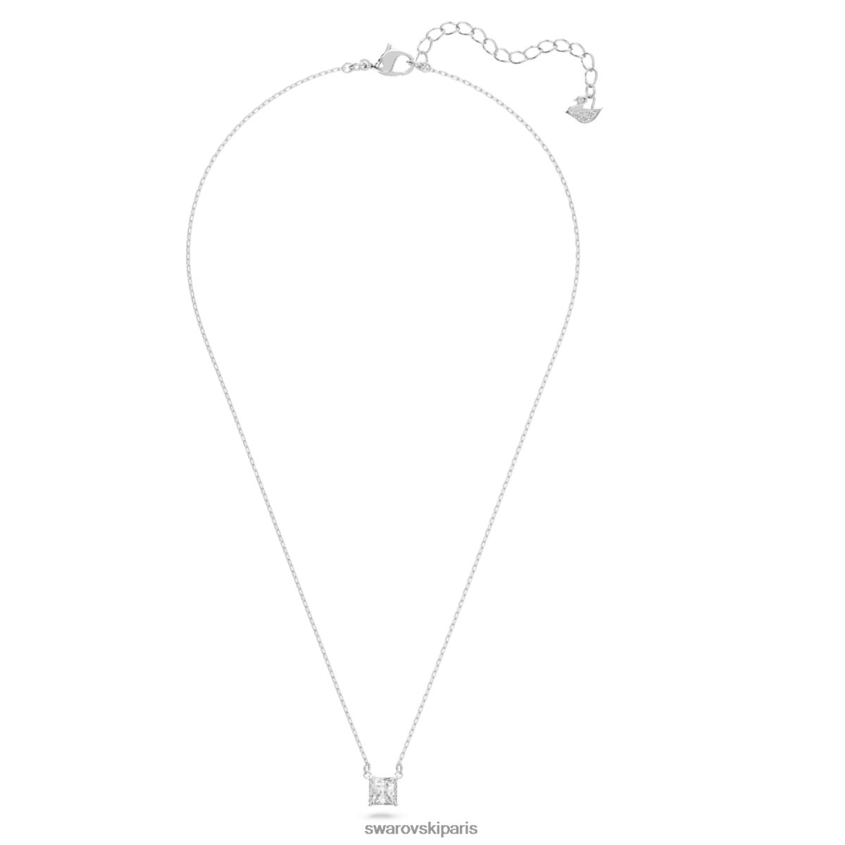bijoux Swarovski attirer le collier taille carrée, blanc, rhodié RZD0XJ15