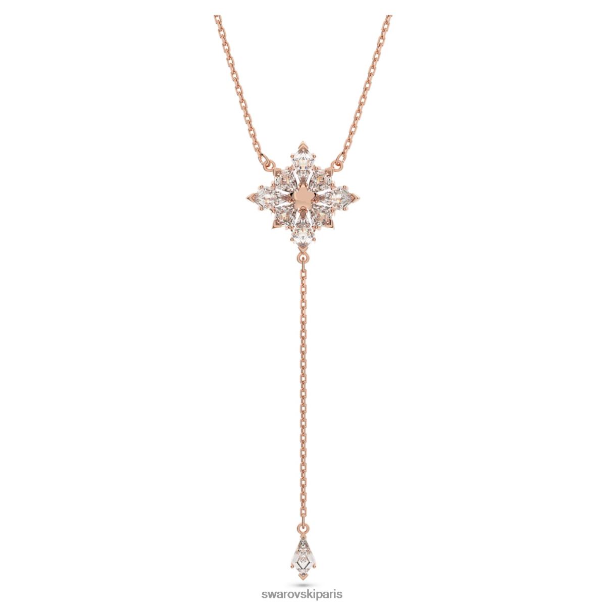 bijoux Swarovski collier Stella Y coupe cerf-volant, étoile, blanc, plaqué ton or rose RZD0XJ93