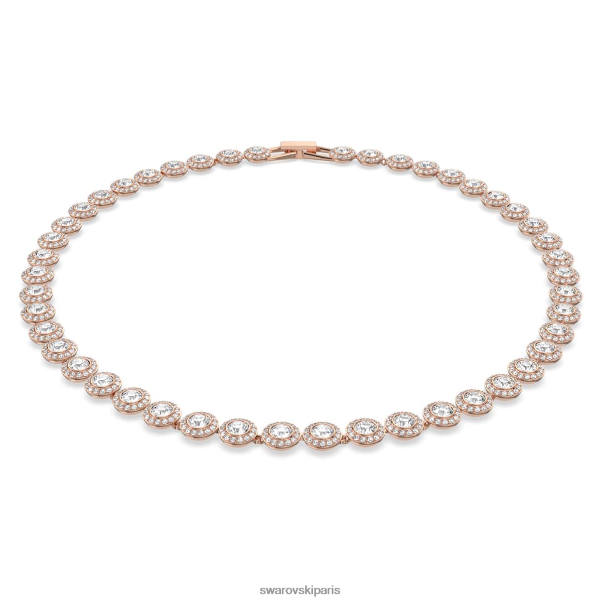 bijoux Swarovski collier angélique taille ronde, blanc, plaqué ton or rose RZD0XJ10