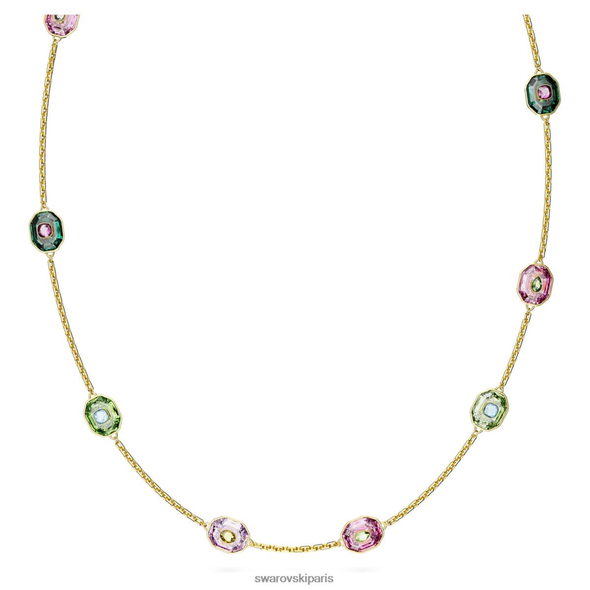 bijoux Swarovski collier chroma taille octogonale, multicolore, plaqué or RZD0XJ141