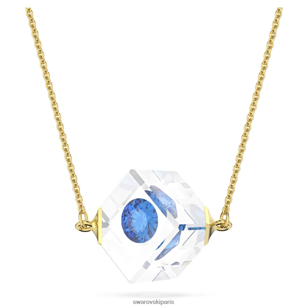 bijoux Swarovski collier curiosité chaton flottant, bleu, métal doré RZD0XJ145