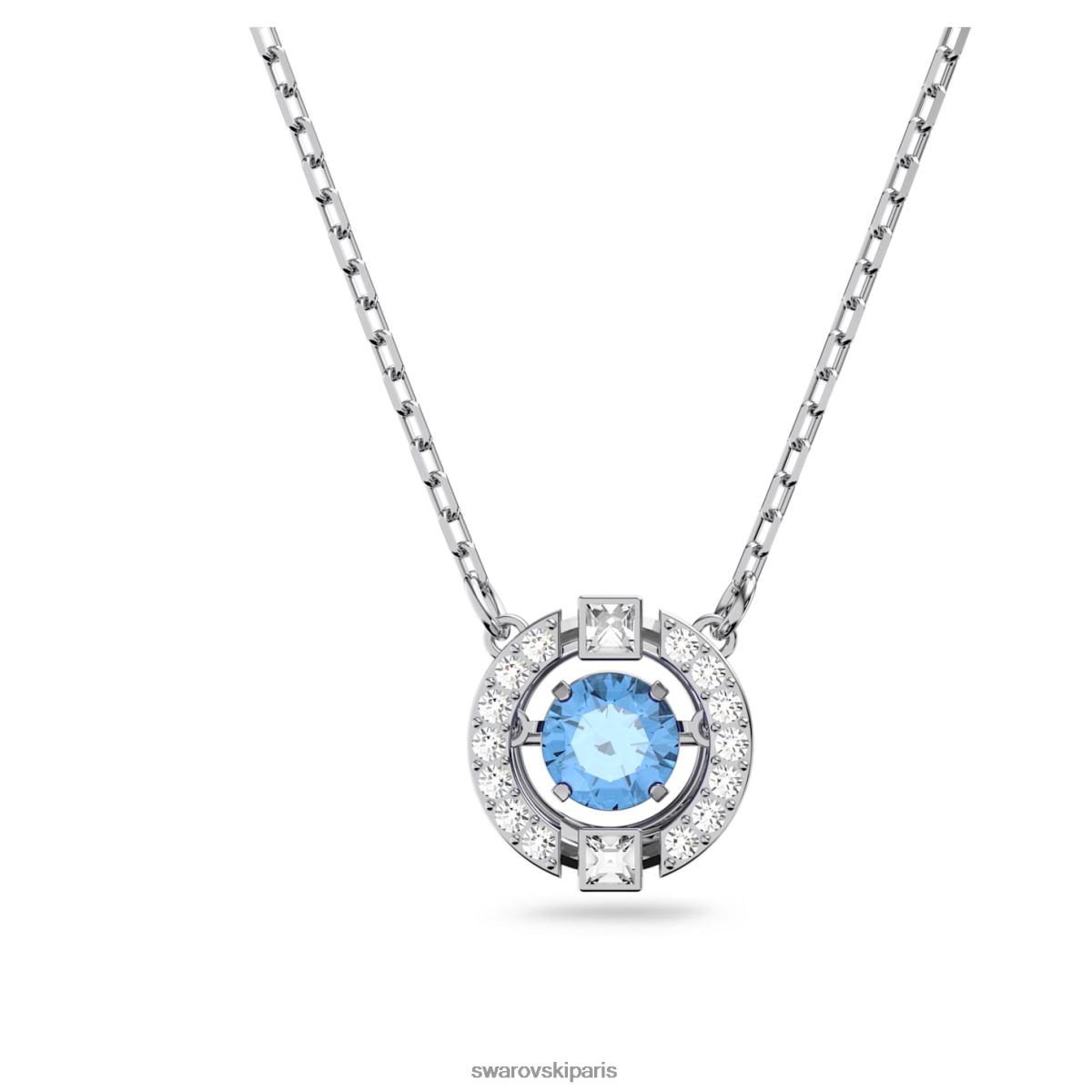 bijoux Swarovski collier de danse étincelant coupe ronde, bleu, rhodié RZD0XJ31