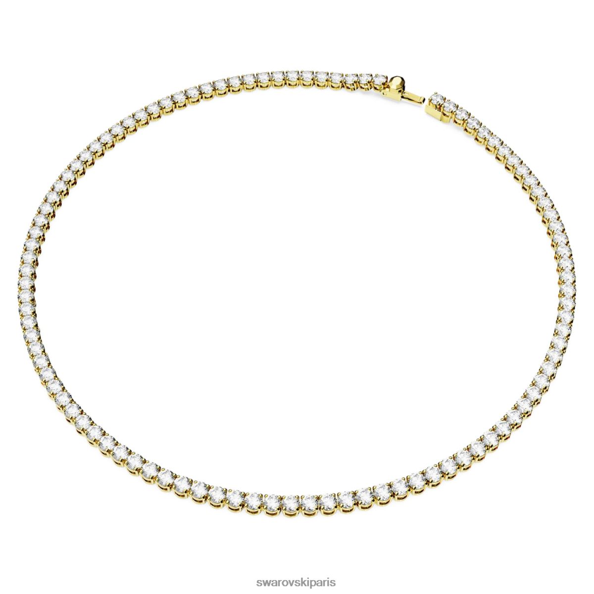 bijoux Swarovski collier de tennis matriciel coupe ronde, blanc, métal doré RZD0XJ2