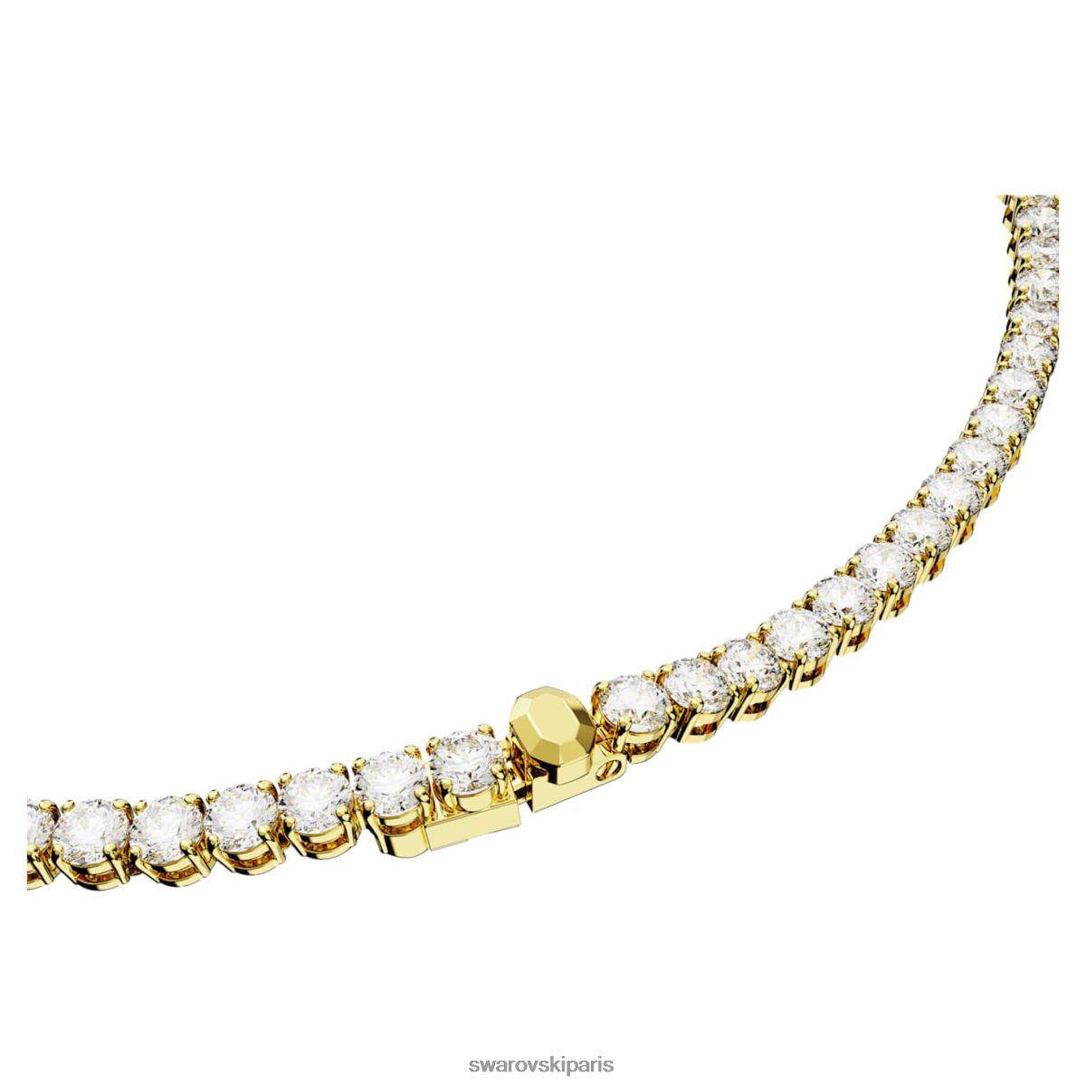 bijoux Swarovski collier de tennis matriciel coupe ronde, blanc, métal doré RZD0XJ2