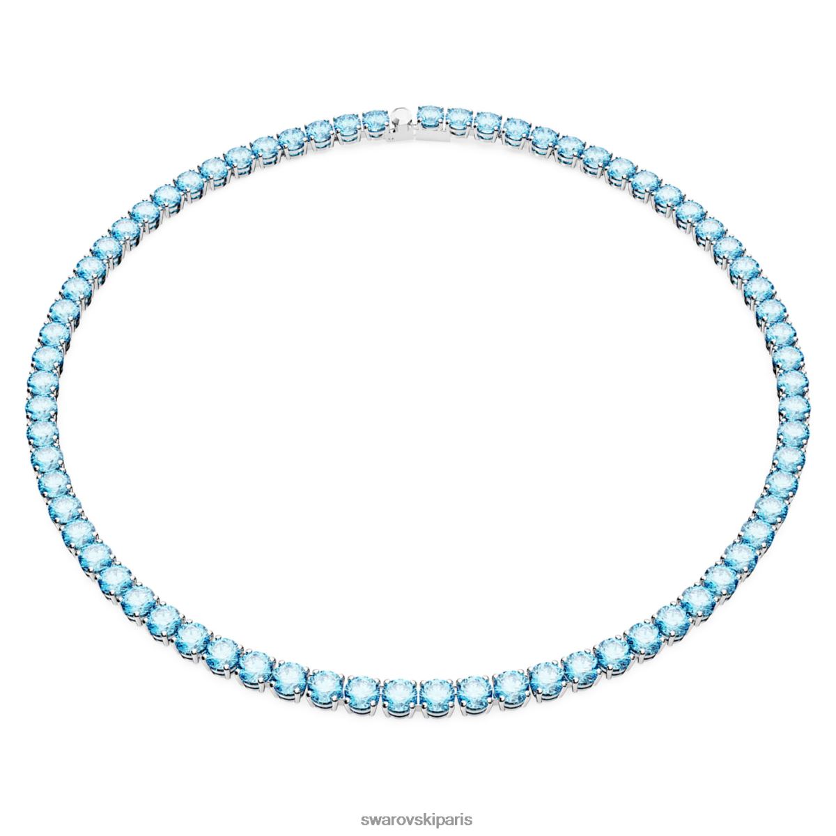 bijoux Swarovski collier de tennis matriciel coupe ronde, bleu, rhodié RZD0XJ7