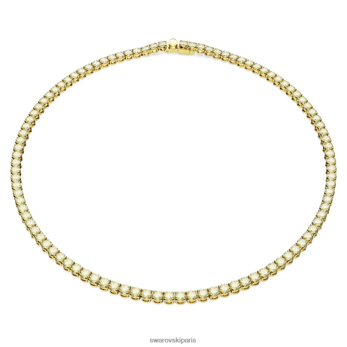 bijoux Swarovski collier de tennis matriciel coupe ronde, jaune, métal doré RZD0XJ30