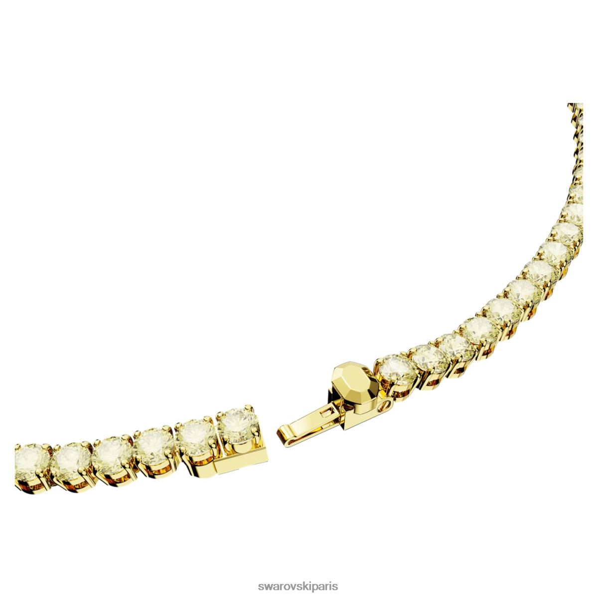 bijoux Swarovski collier de tennis matriciel coupe ronde, jaune, métal doré RZD0XJ30