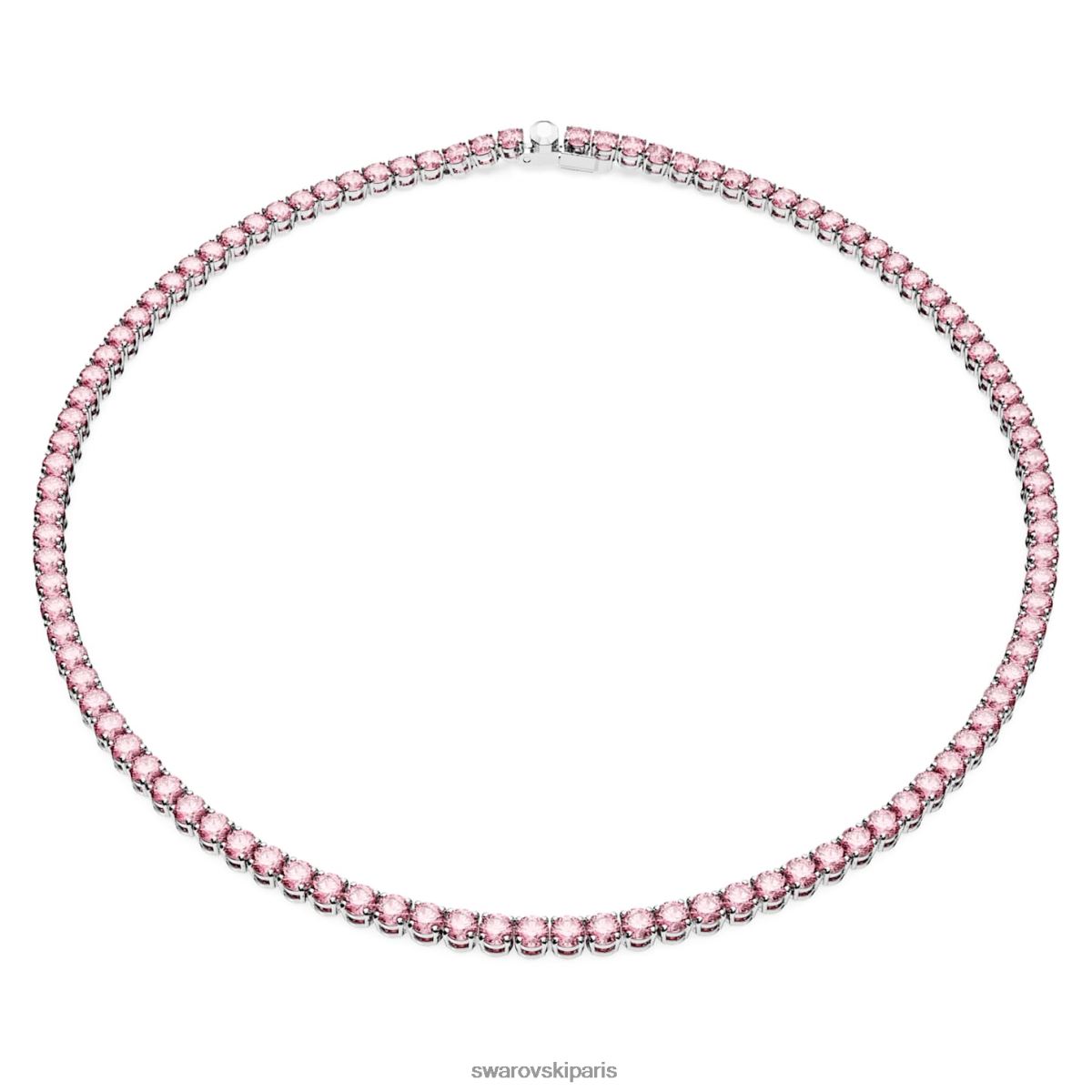 bijoux Swarovski collier de tennis matriciel coupe ronde, rose, rhodié RZD0XJ3