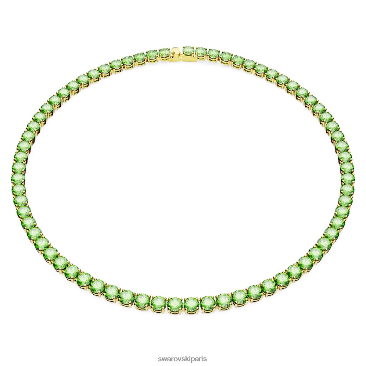 bijoux Swarovski collier de tennis matriciel coupe ronde, vert, métal doré RZD0XJ6