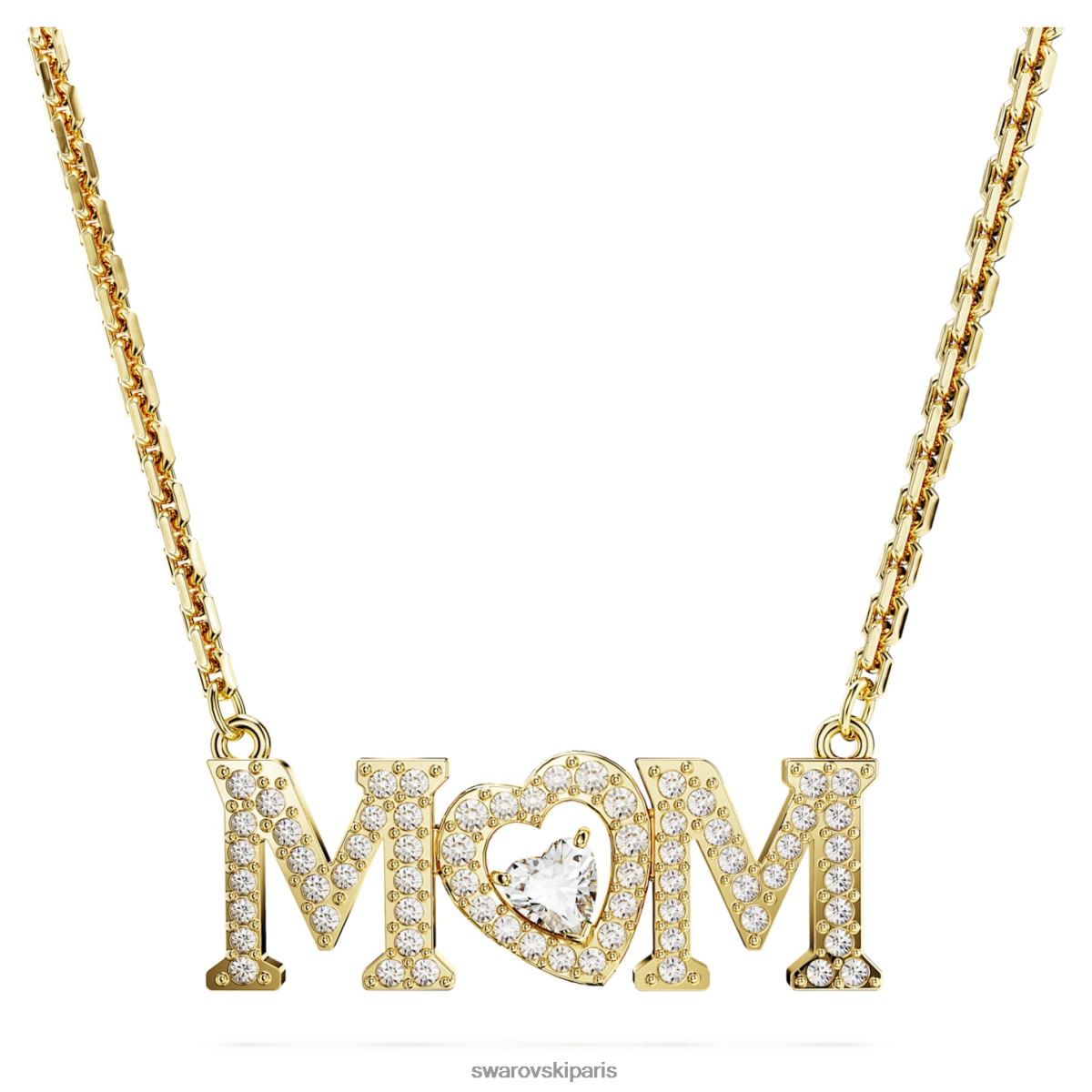 bijoux Swarovski collier fête des mères coeur, blanc, métal doré RZD0XJ243