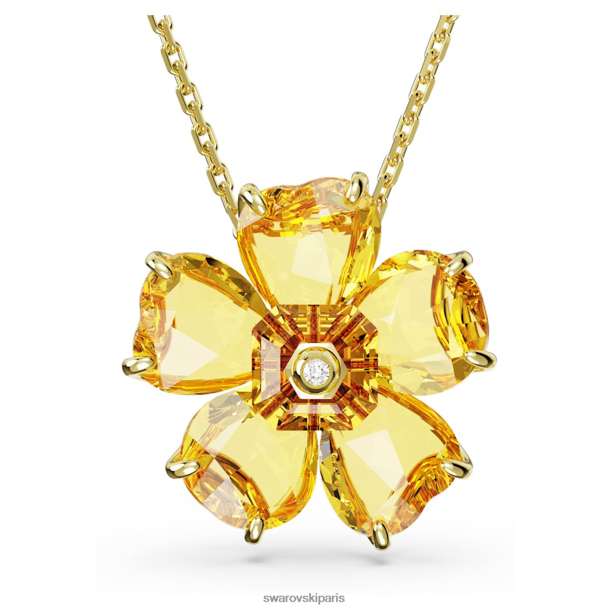 bijoux Swarovski collier florere fleur, jaune, métal doré RZD0XJ84
