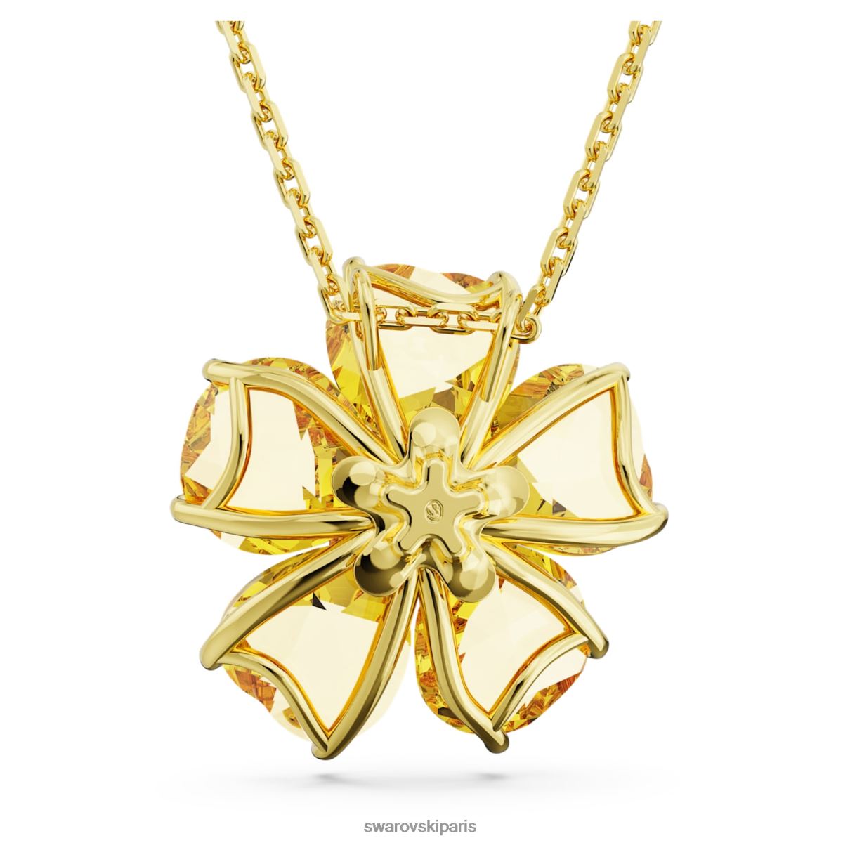 bijoux Swarovski collier florere fleur, jaune, métal doré RZD0XJ84