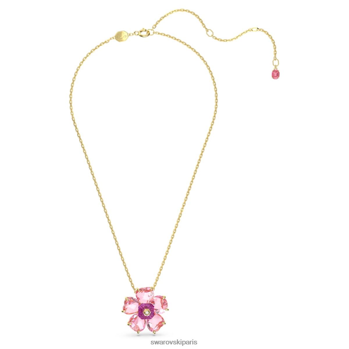 bijoux Swarovski collier florere fleur, rose, métal doré RZD0XJ69