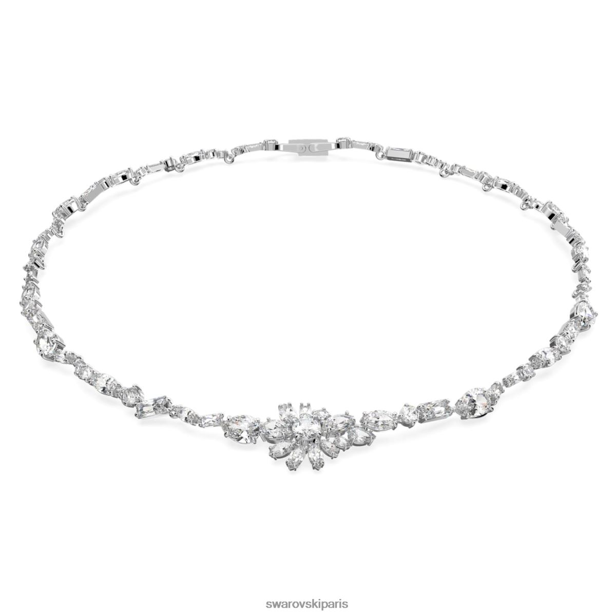 bijoux Swarovski collier gemme coupes mixtes, fleur, blanc, rhodié RZD0XJ20