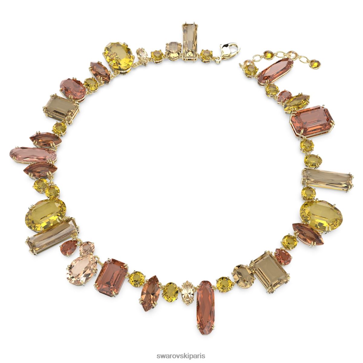 bijoux Swarovski collier gemme coupes mixtes, multicolore, plaqué or RZD0XJ152