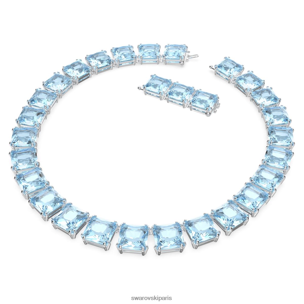 bijoux Swarovski collier millénaire coupe carrée, bleu, rhodié RZD0XJ46