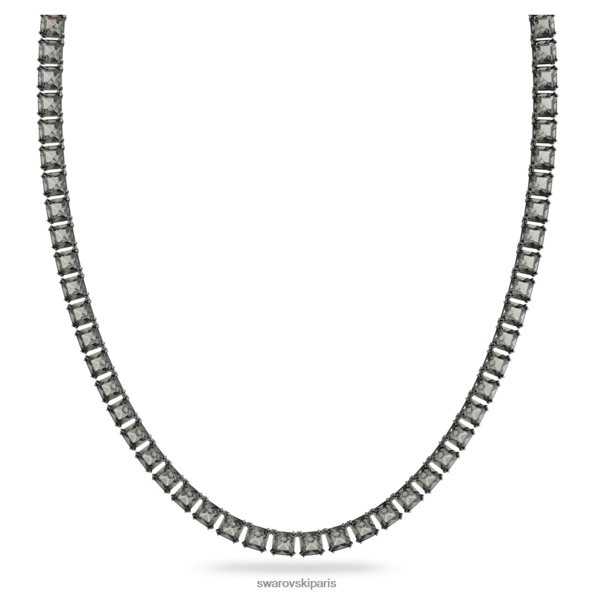 bijoux Swarovski collier millénaire coupe carrée, gris, plaqué ruthénium RZD0XJ123