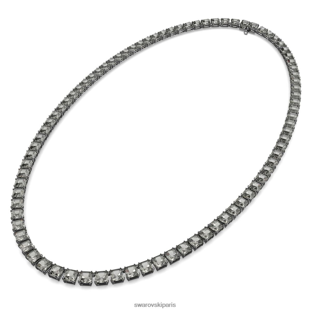 bijoux Swarovski collier millénaire coupe carrée, gris, plaqué ruthénium RZD0XJ123