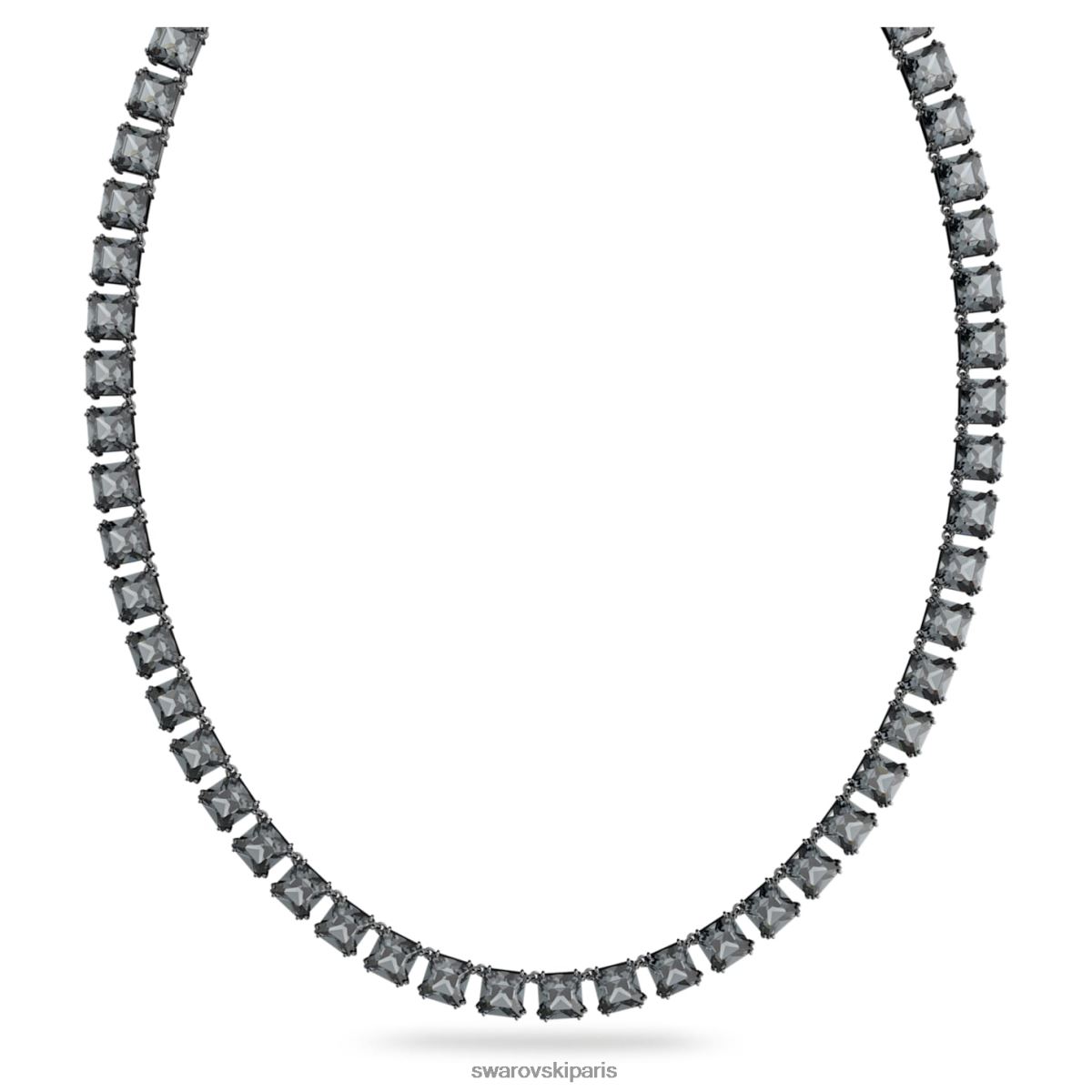 bijoux Swarovski collier millénaire coupe carrée, gris, plaqué ruthénium RZD0XJ81