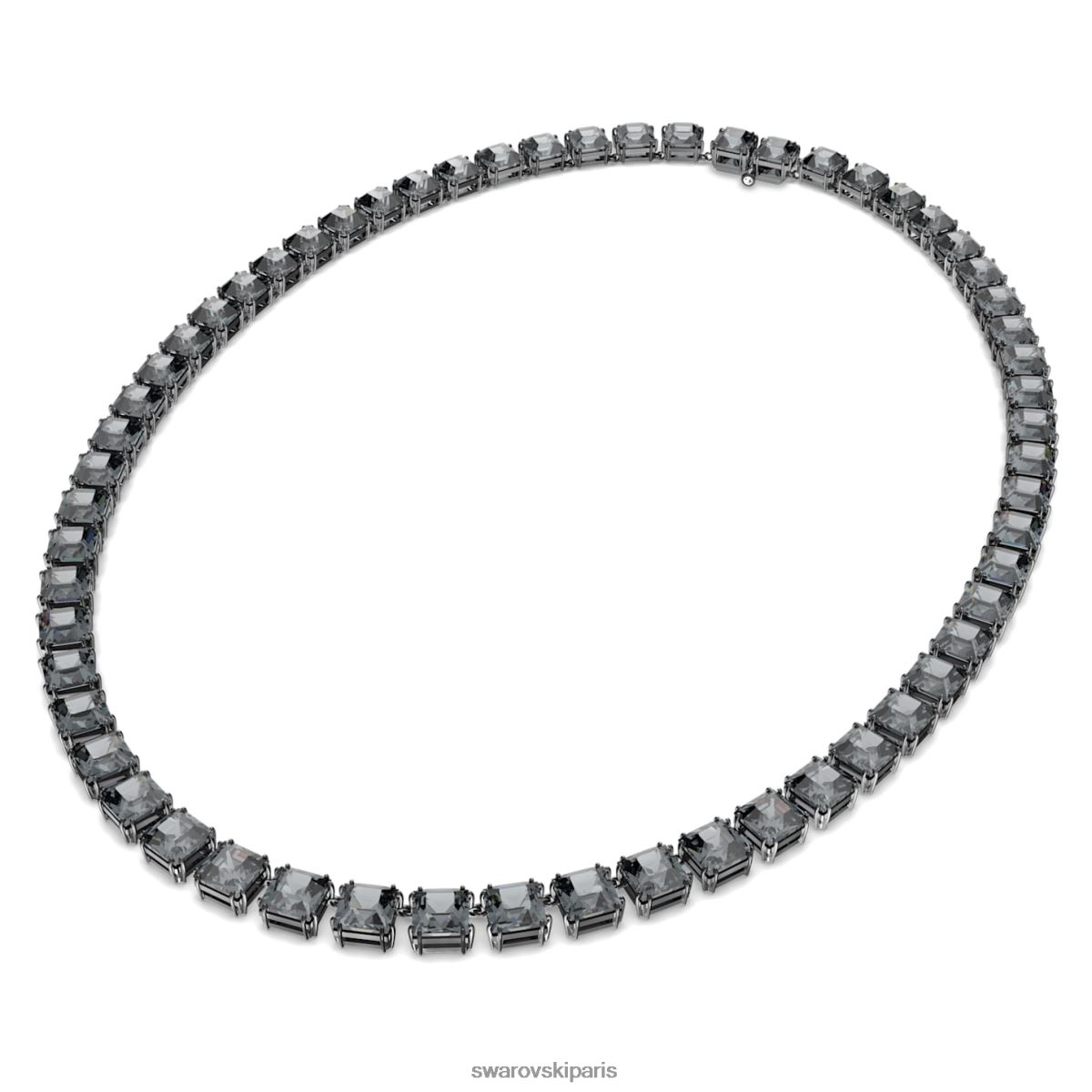 bijoux Swarovski collier millénaire coupe carrée, gris, plaqué ruthénium RZD0XJ81