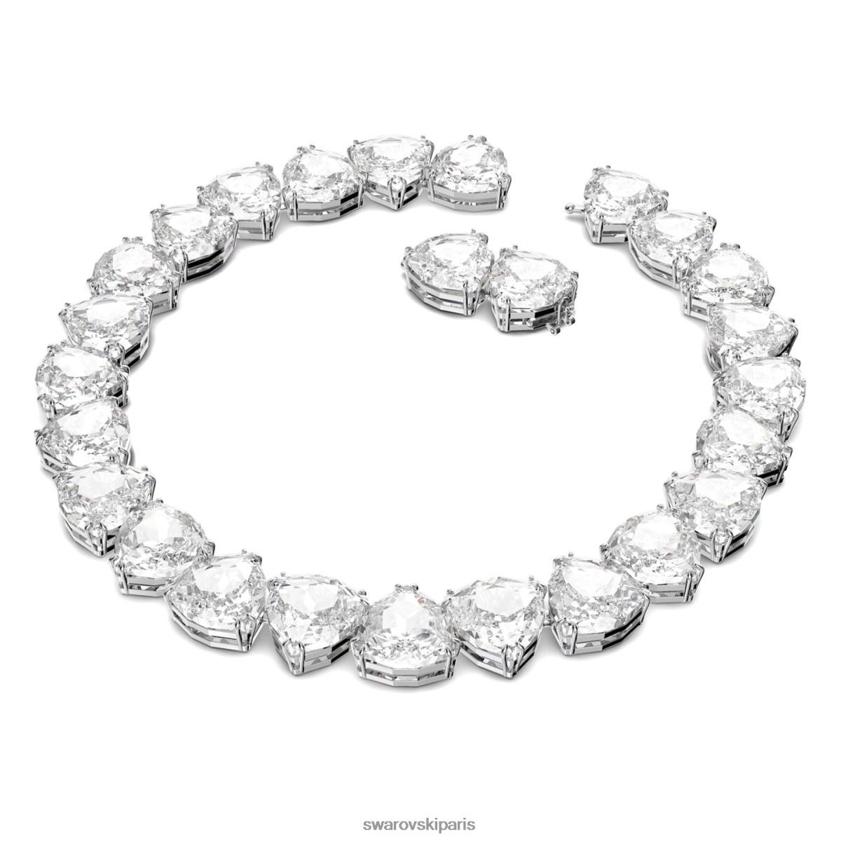 bijoux Swarovski collier millénaire cristaux surdimensionnés, taille trilliant, blancs, plaqués rhodium RZD0XJ86