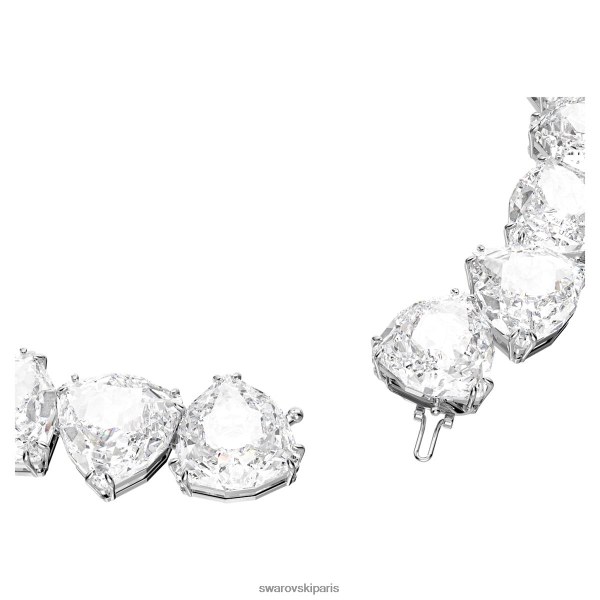 bijoux Swarovski collier millénaire cristaux surdimensionnés, taille trilliant, blancs, plaqués rhodium RZD0XJ86