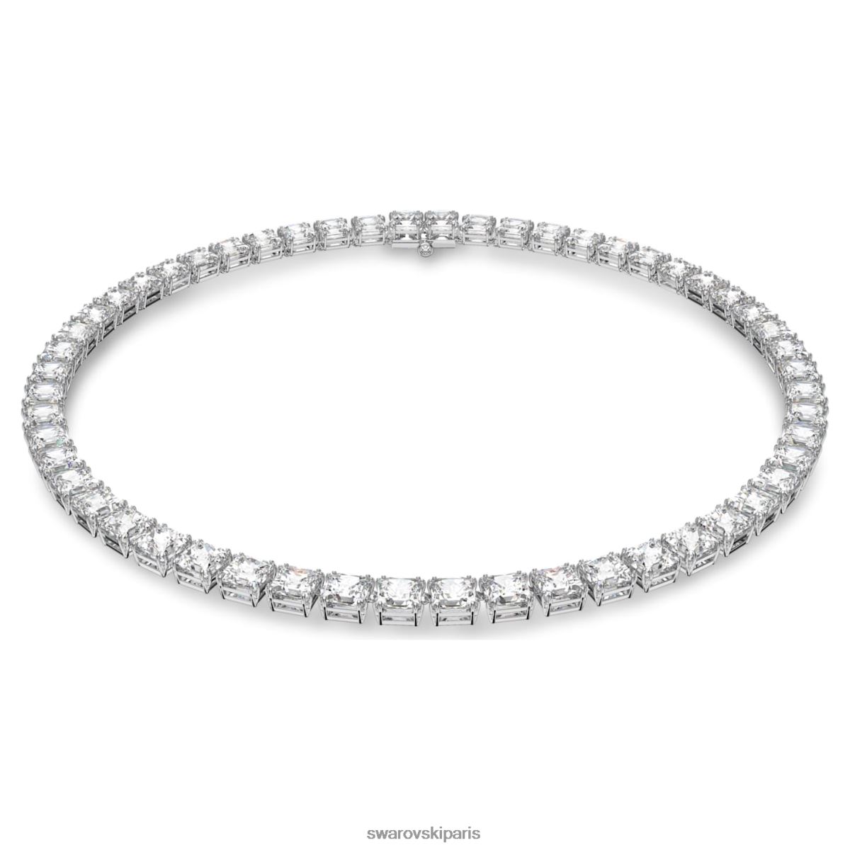 bijoux Swarovski collier millénaire taille carrée, blanc, rhodié RZD0XJ48