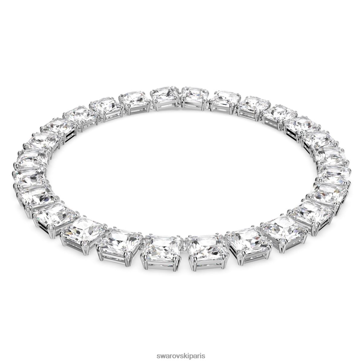bijoux Swarovski collier millénaire taille carrée, blanc, rhodié RZD0XJ50