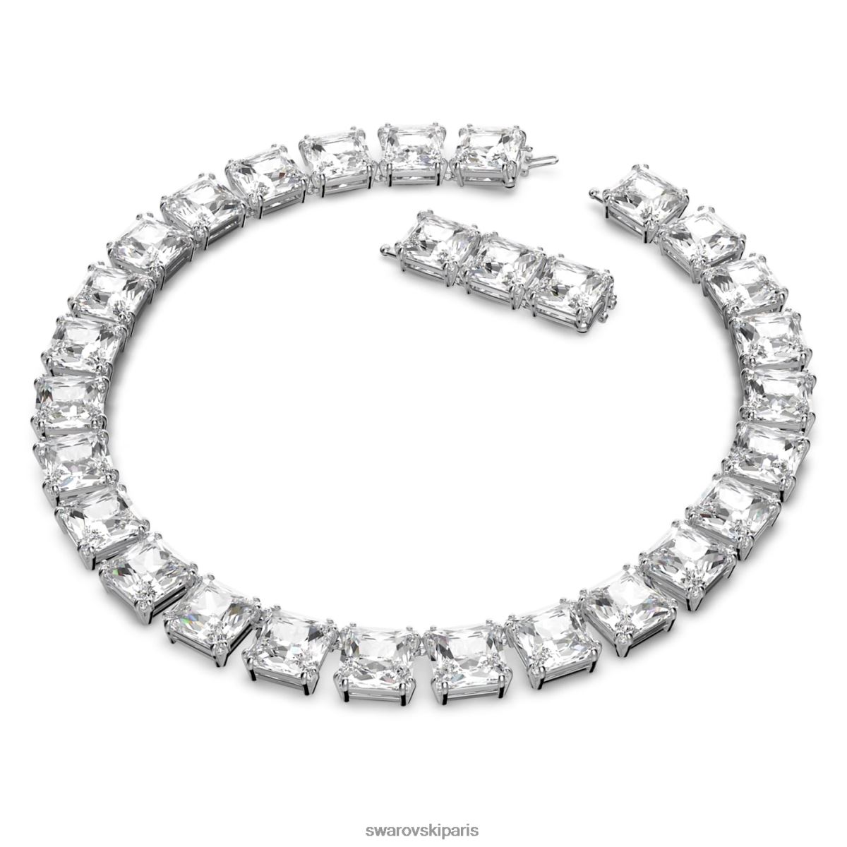 bijoux Swarovski collier millénaire taille carrée, blanc, rhodié RZD0XJ50