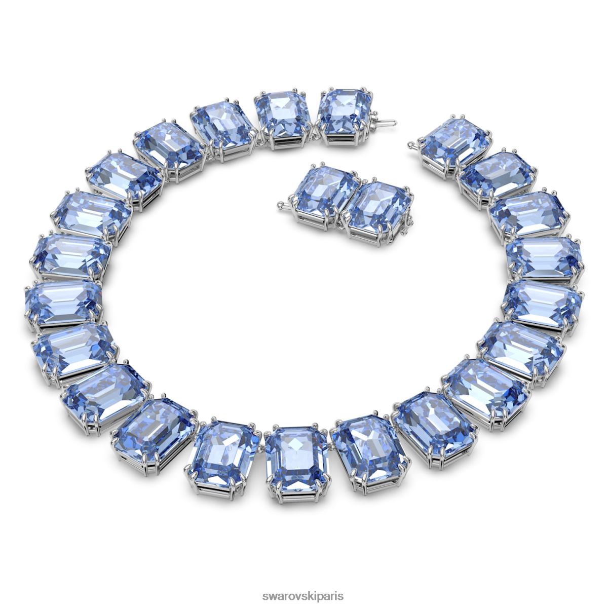 bijoux Swarovski collier millenia coupe octogonale cristaux surdimensionnés, bleus, plaqués rhodium RZD0XJ148