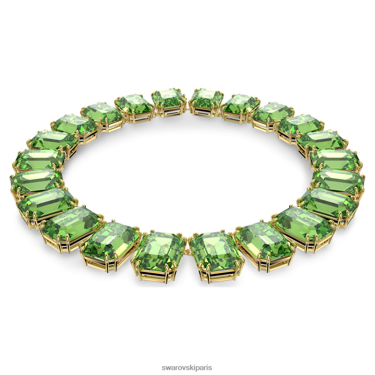 bijoux Swarovski collier millenia coupe octogonale cristaux surdimensionnés, verts, plaqué or RZD0XJ151