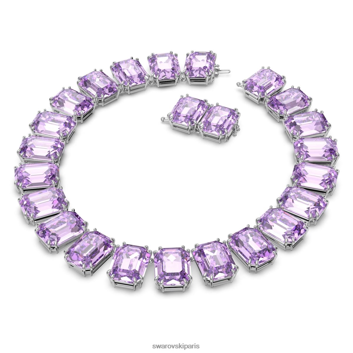 bijoux Swarovski collier millenia coupe octogonale cristaux surdimensionnés, violets, plaqués rhodium RZD0XJ144