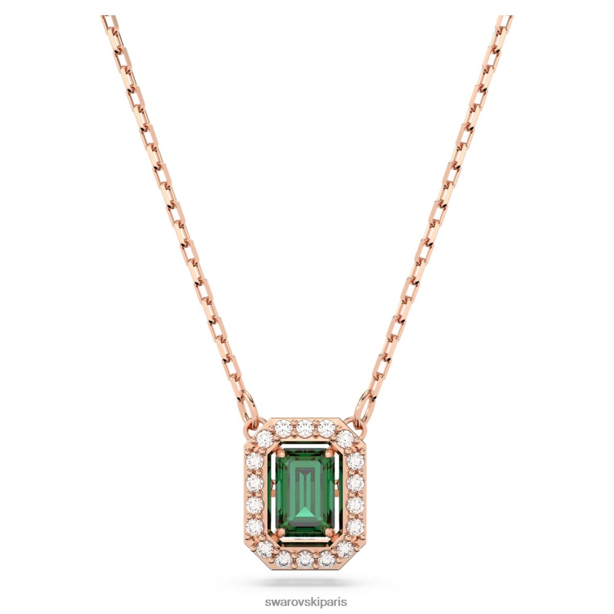 bijoux Swarovski collier millenia coupe octogonale vert, plaqué ton or rose RZD0XJ121