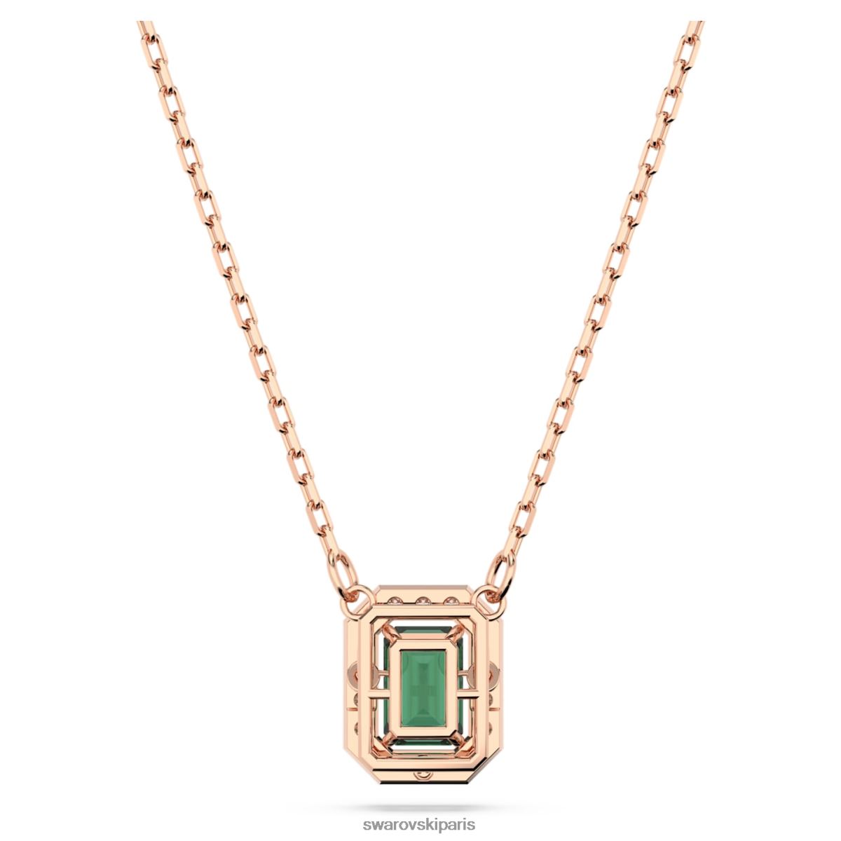 bijoux Swarovski collier millenia coupe octogonale vert, plaqué ton or rose RZD0XJ121