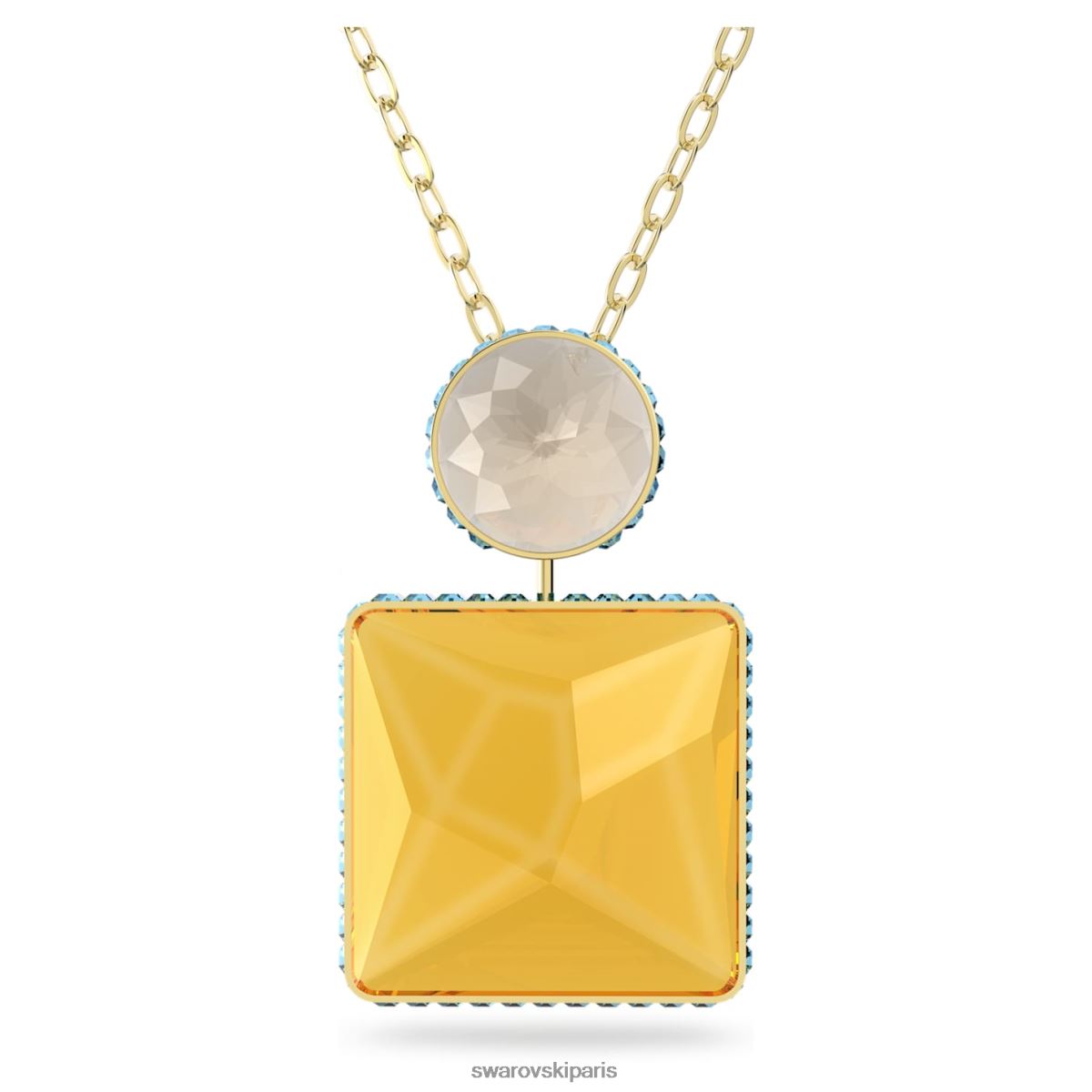 bijoux Swarovski collier orbitale coupe carrée, multicolore, métal doré RZD0XJ125