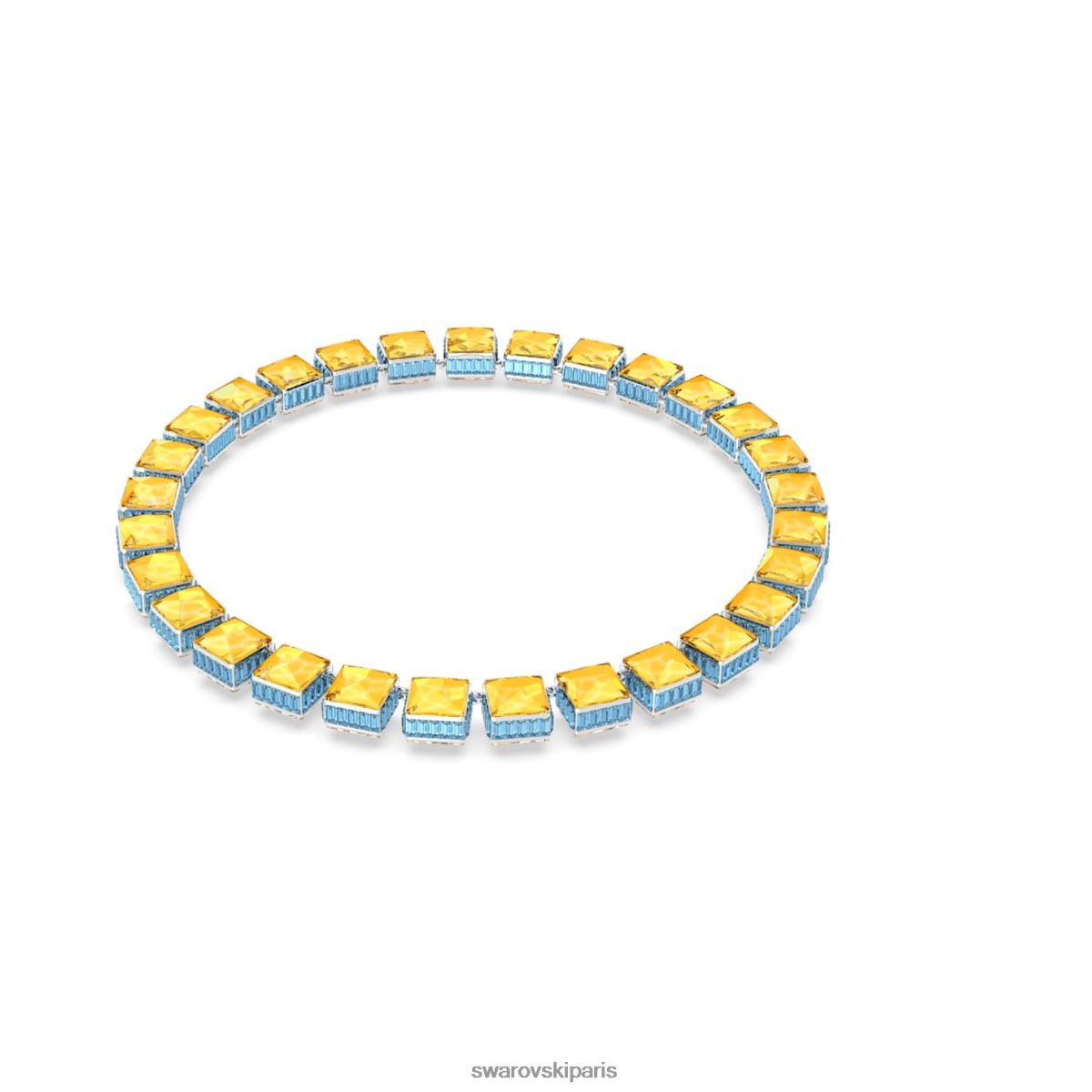 bijoux Swarovski collier orbitale fermeture magnétique, coupe carrée, multicolore, rhodié RZD0XJ130