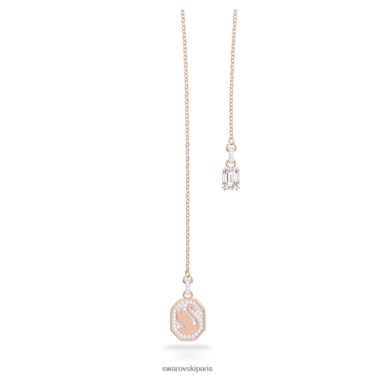 bijoux Swarovski collier signum y cygne, blanc, métal doré rose RZD0XJ103