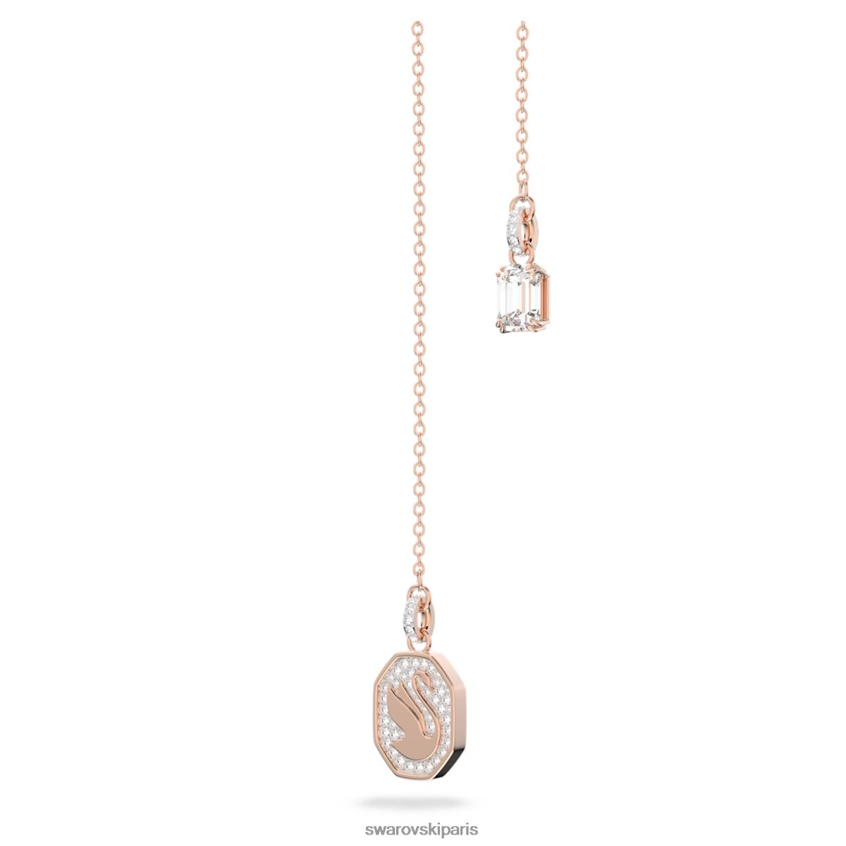 bijoux Swarovski collier signum y cygne, blanc, métal doré rose RZD0XJ103