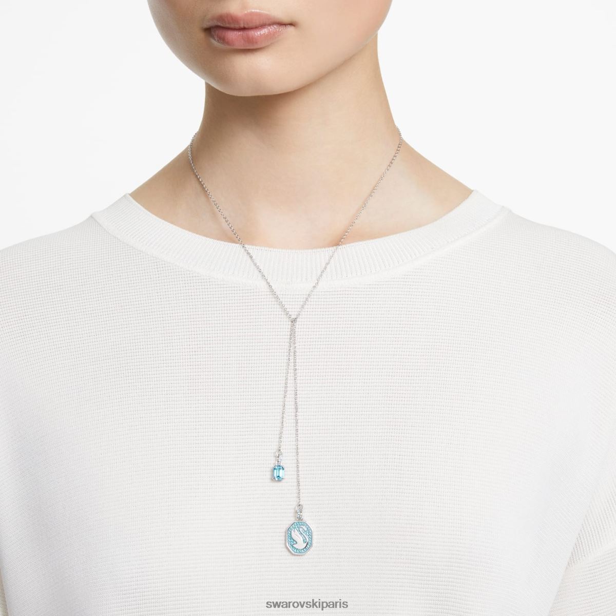 bijoux Swarovski collier signum y cygne, bleu, rhodié RZD0XJ115