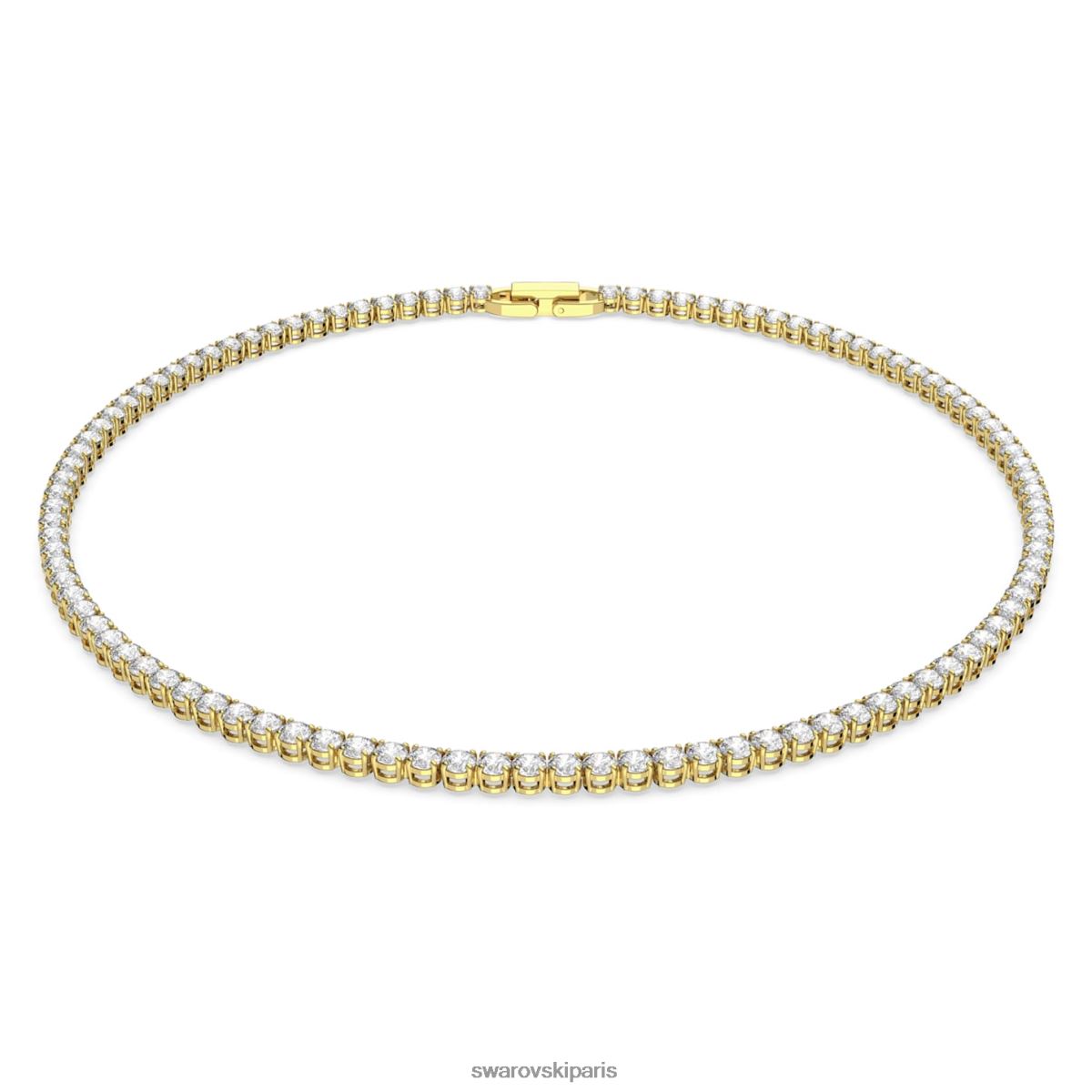 bijoux Swarovski collier tennis de luxe coupe ronde, blanc, métal doré RZD0XJ135