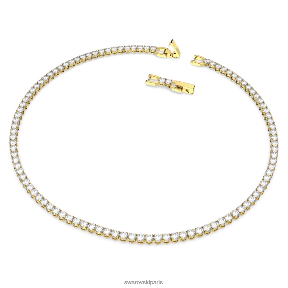 bijoux Swarovski collier tennis de luxe coupe ronde, blanc, métal doré RZD0XJ135