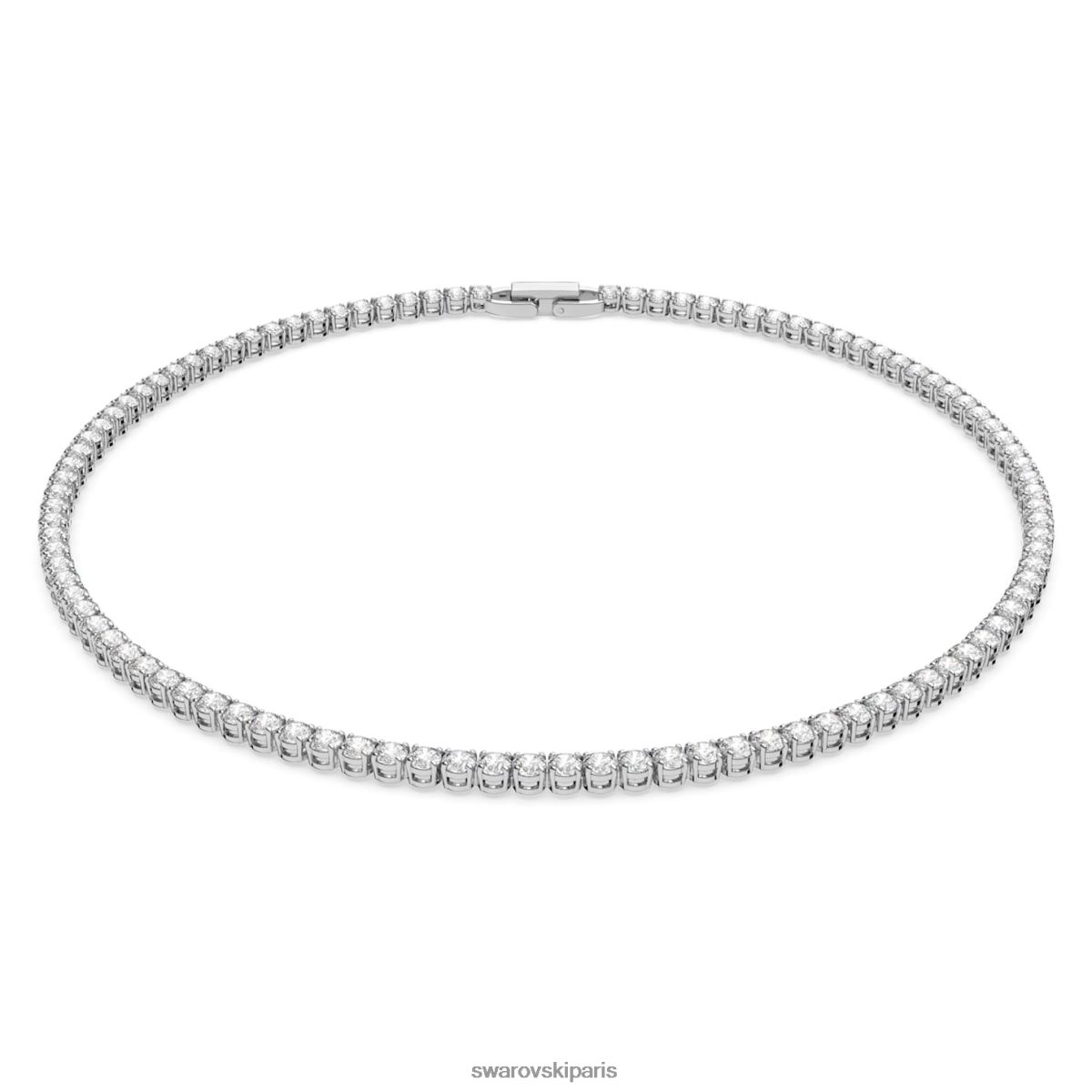 bijoux Swarovski collier tennis de luxe taille ronde, blanc, rhodié RZD0XJ9