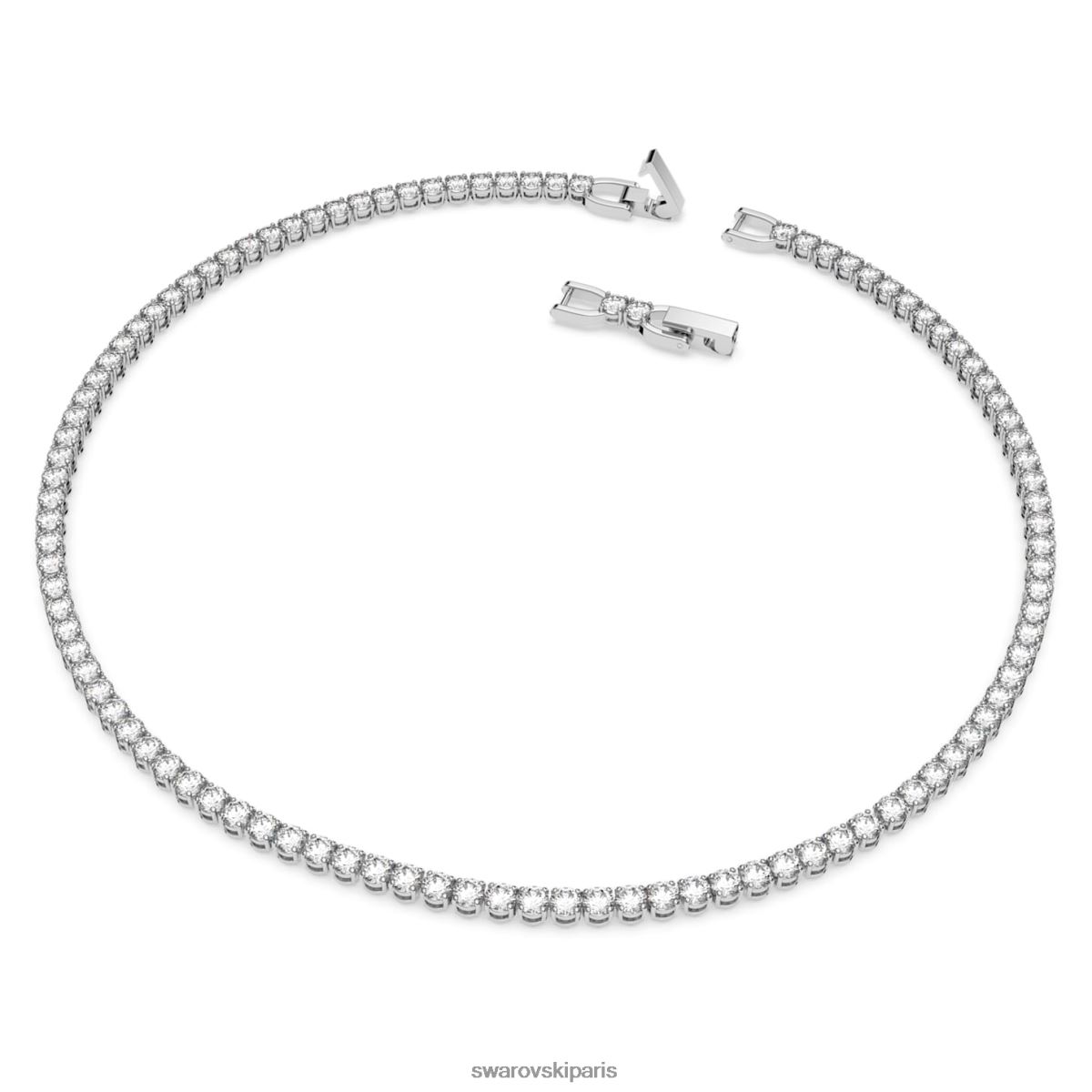 bijoux Swarovski collier tennis de luxe taille ronde, blanc, rhodié RZD0XJ9