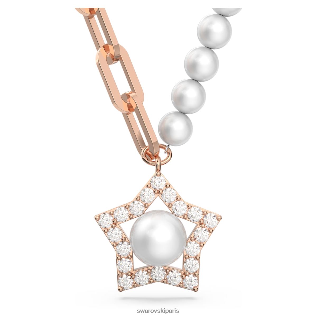 bijoux Swarovski collier étoile étoile, blanc, métal doré rose RZD0XJ263