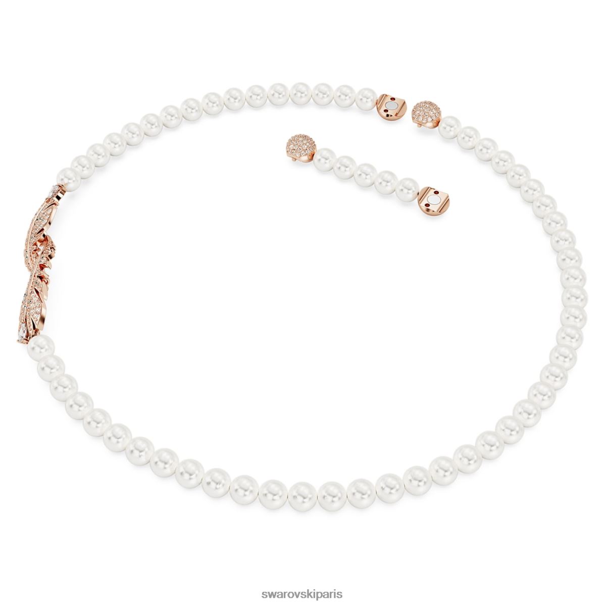 bijoux Swarovski joli collier plume, blanc, métal doré rose RZD0XJ108