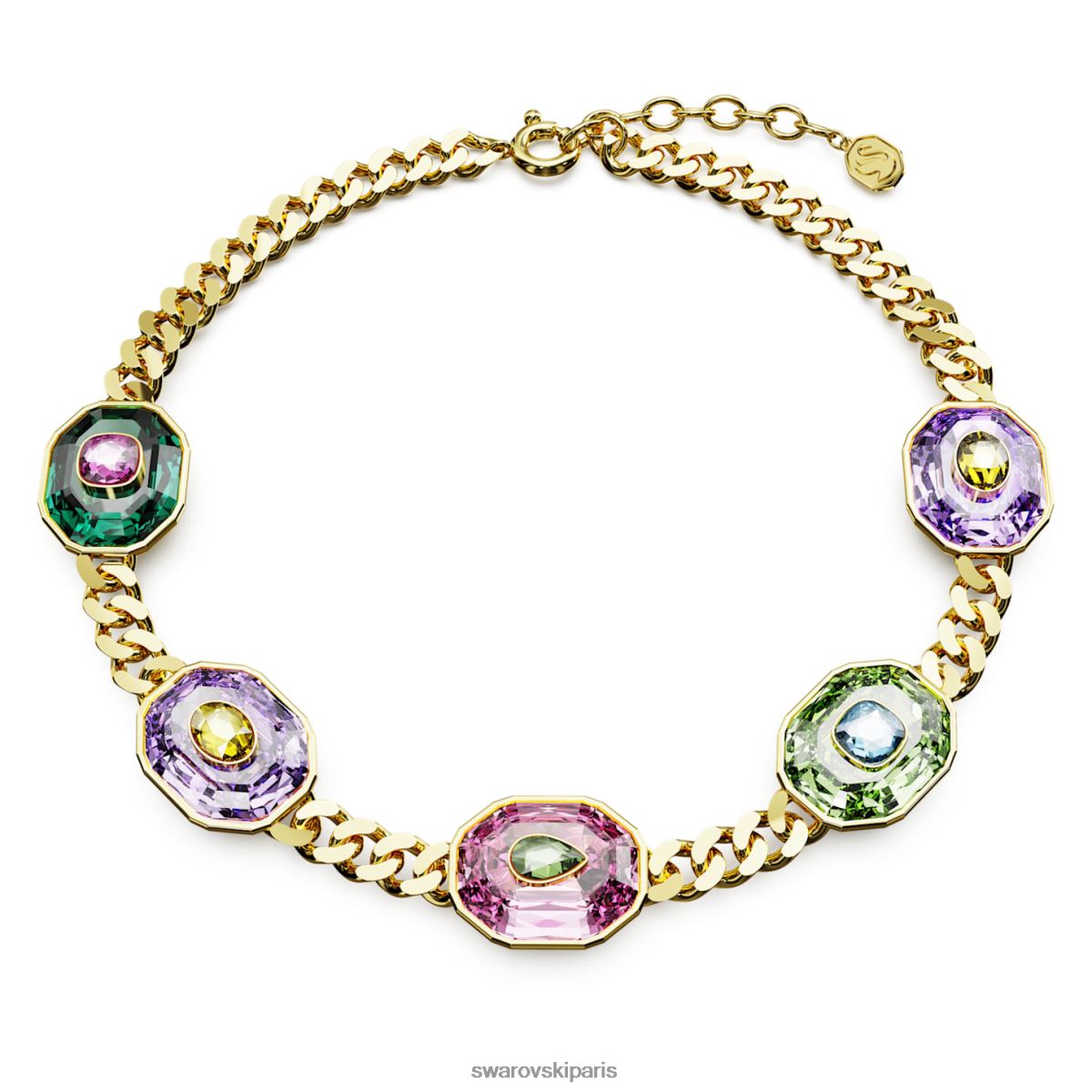 bijoux Swarovski tour de cou chroma coupes mixtes, multicolore, plaqué or RZD0XJ366